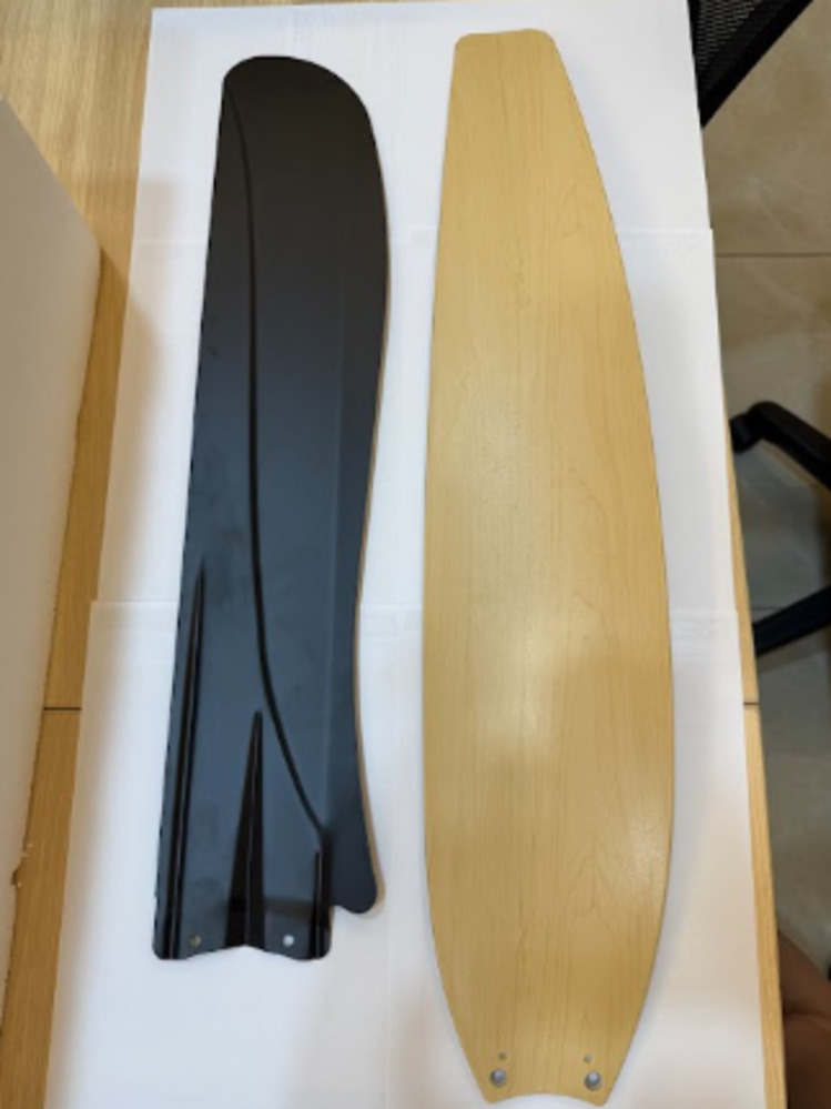 Rezo Group’s fan blade material (left- aluminium, right - ABS)