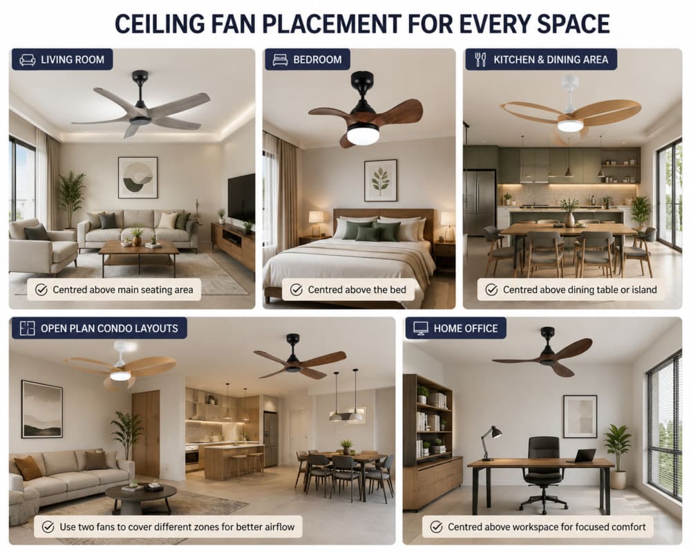 Rezo Group’s ceiling fan in each room