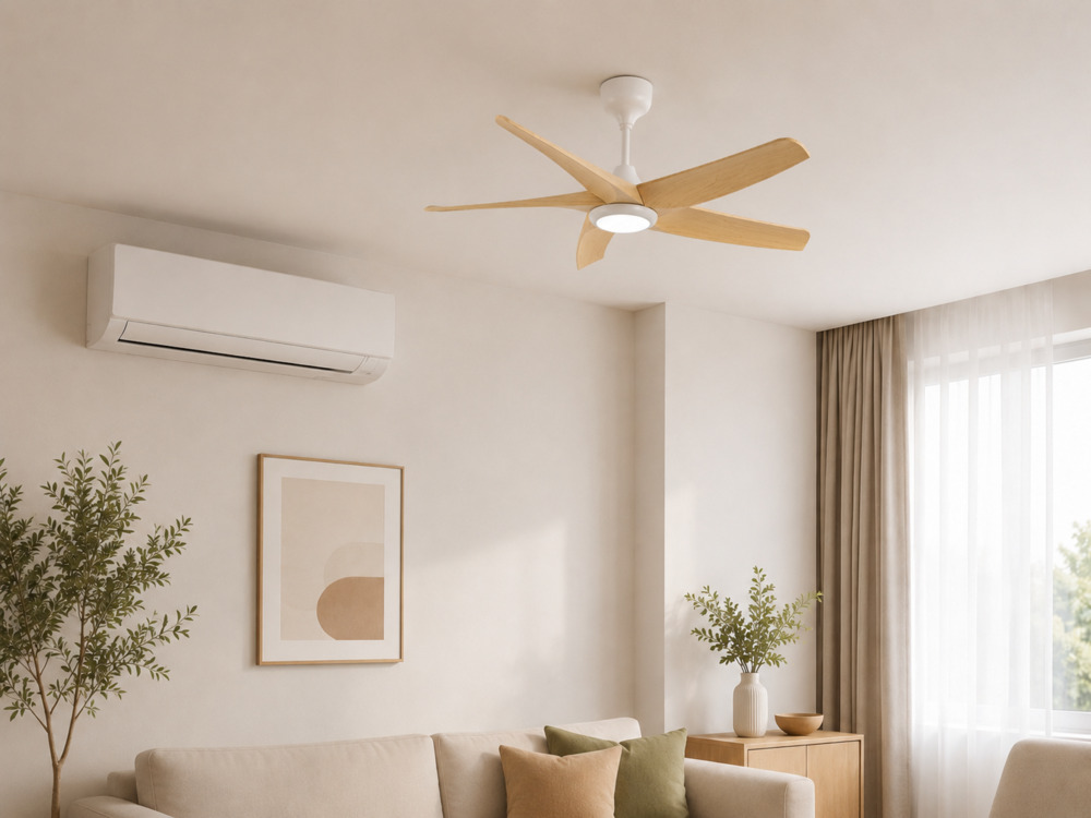 Rezo Group ceiling fan and aircon in one room to minimise cooling costs