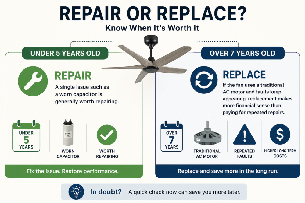 When to repair or replace ceiling fan