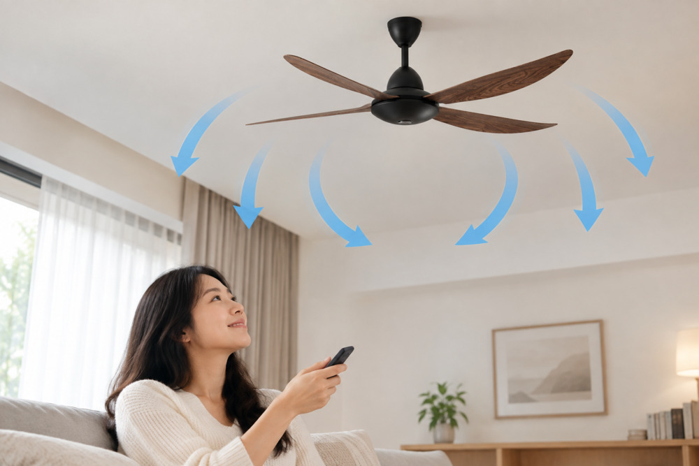Setting the fan to spin counterclockwise